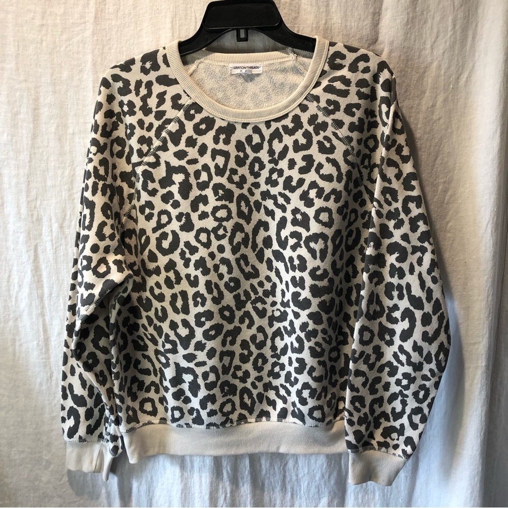 Grayson Threads animal print sweatshirt beige and grey large print size L